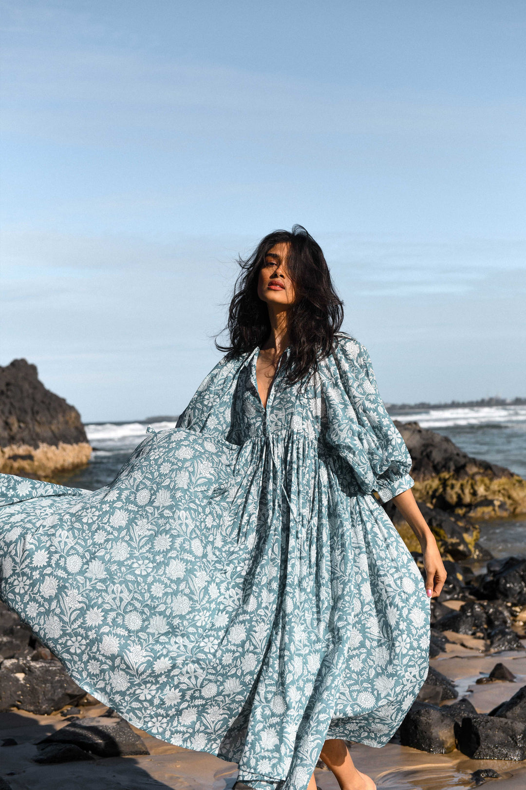 Kyra Midi Dress ~ Ocean Blue