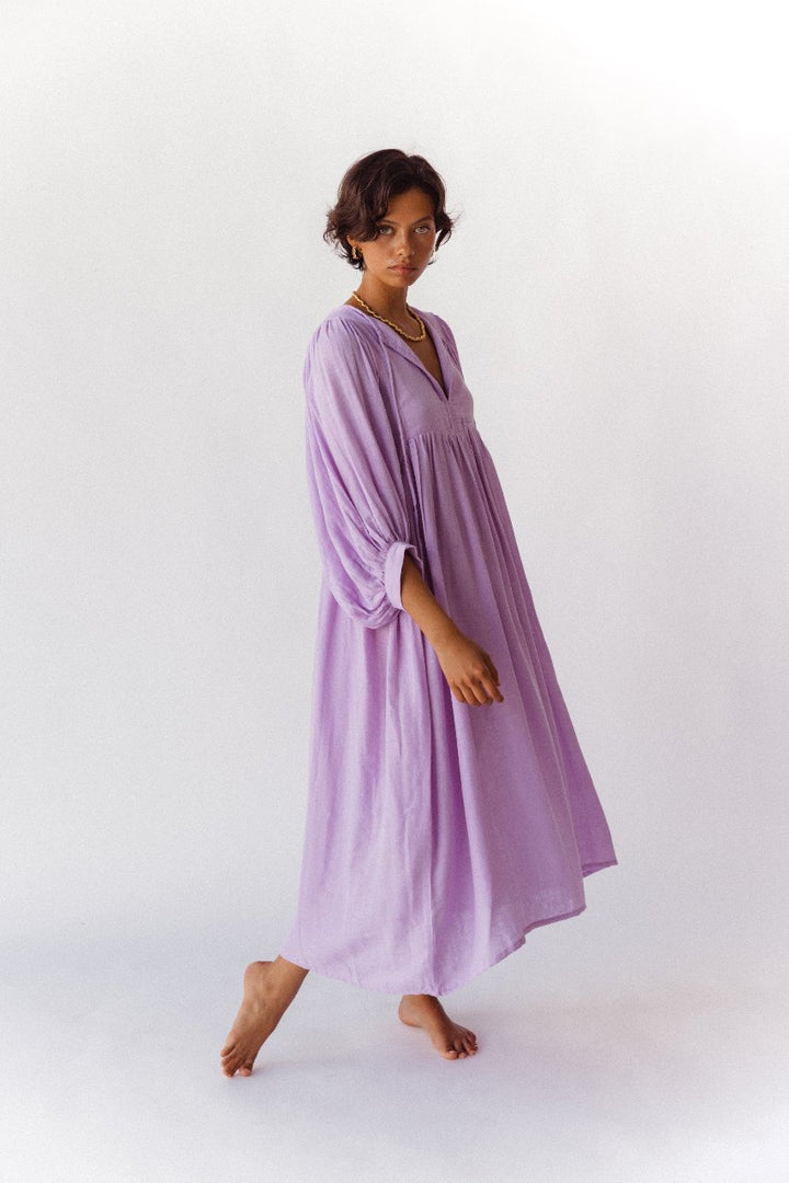 Kyra Midi Dress ~ Lilac Gauze