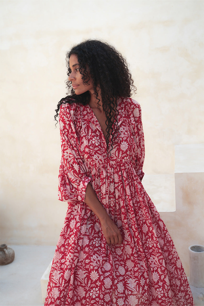 ワンピース Daughters of India AahnaDress ~ BlueBell Sita Maxi Dress ~ Bluebell – Daughters of India