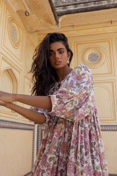 Kyra Midi Dress ~ Fuchsia Bloom