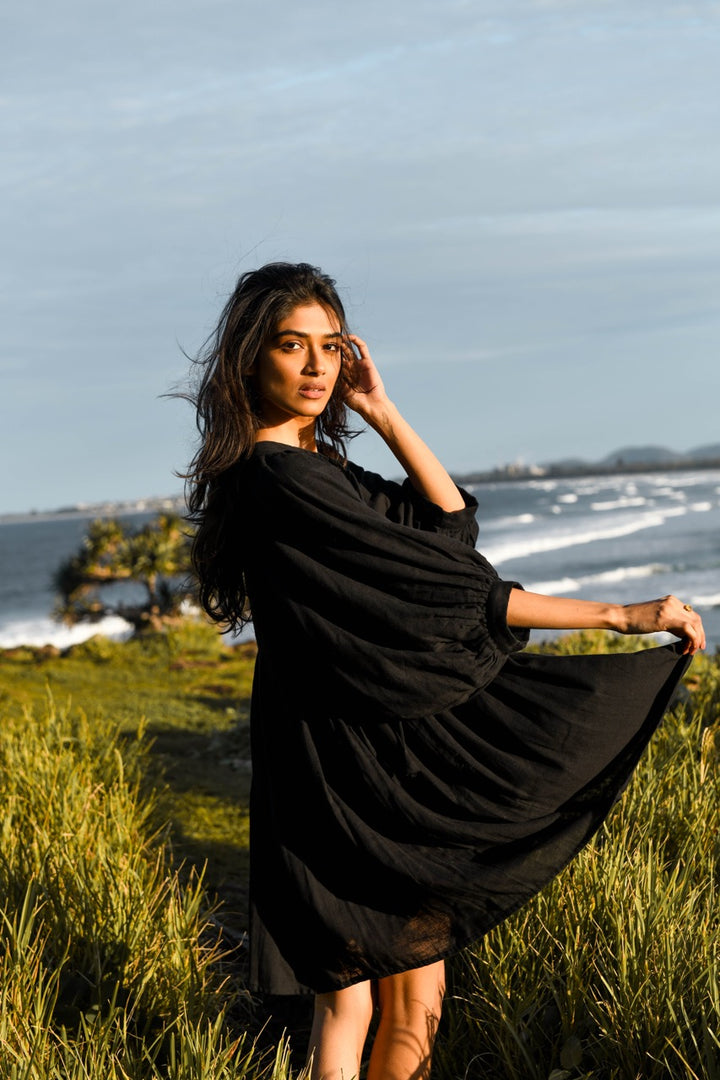 Kyra Mini Dress ~ Black Gauze