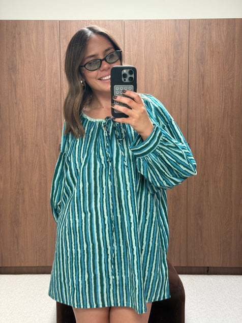 Ria Mini Dress ~ Cyan Candy